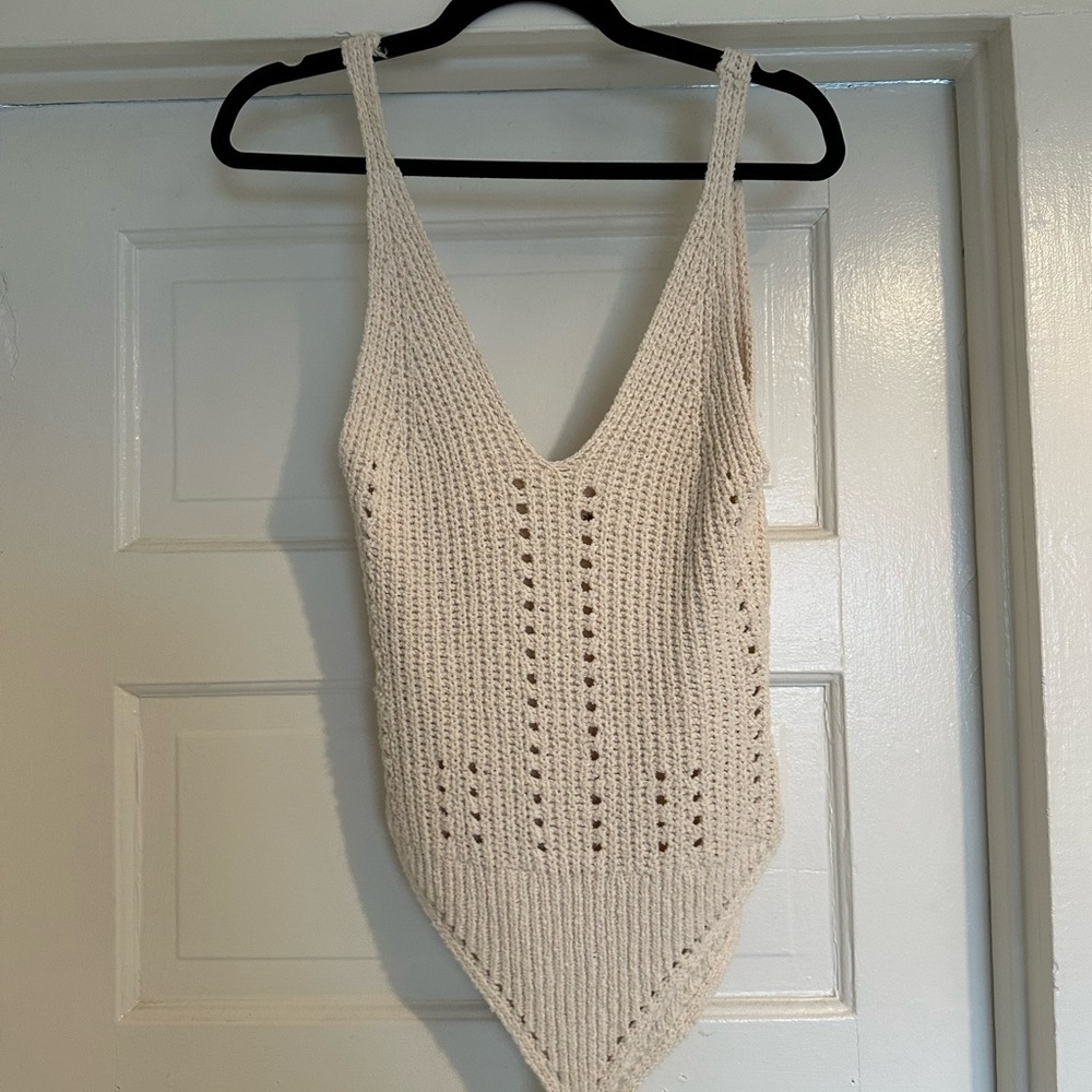 Free People Cream Knit Onsie